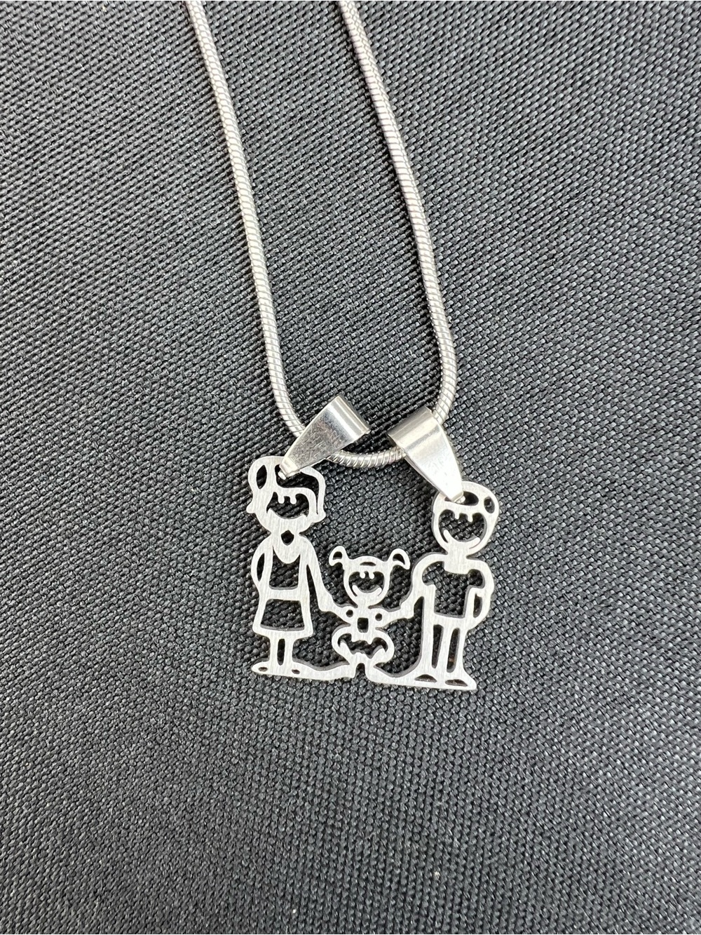 New Stainless Steel Character Family Necklace Mom Dad Daughter Girl  Jewelry